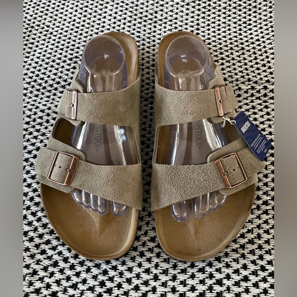 Birkenstock Arizona Sandals Suede Taupe Mens Size 14 / 47 - Picture 10 of 10